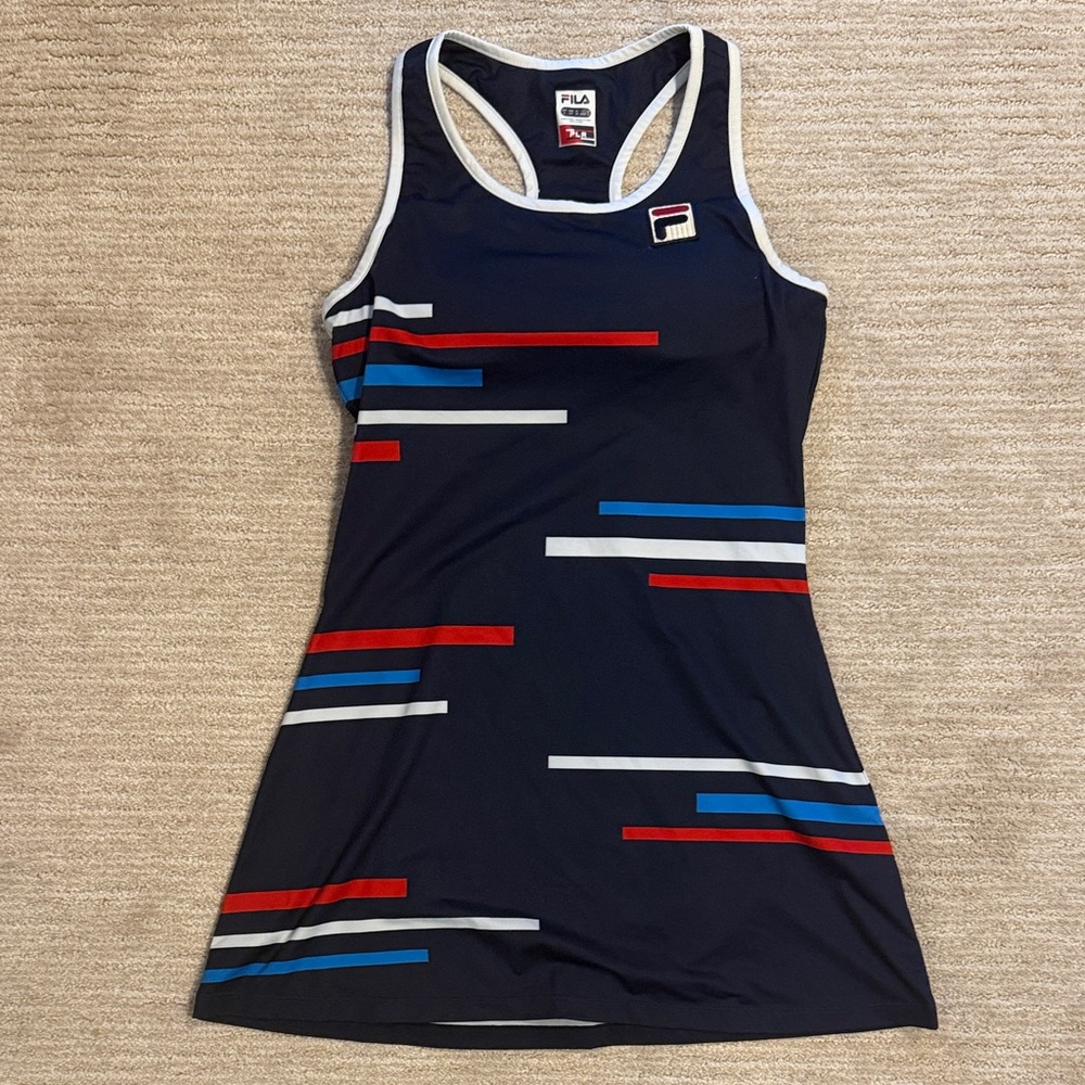 Fila Navy Dress with red white and blue stripes